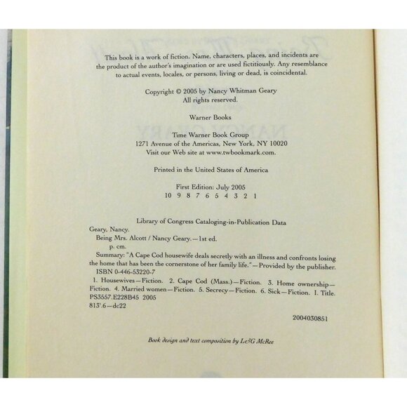 Being Mrs. Alcott By Nancy Geary First Edition 2005 Hardcover Jacket Fiction - Picture 5 of 5
